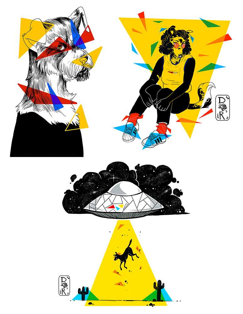 Primary dog series: three dog illustrations II