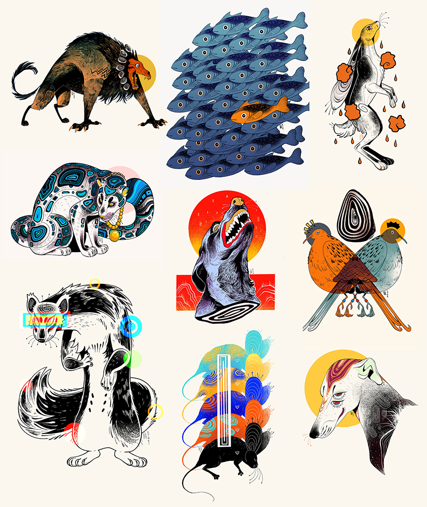 Inktober 2019: Eighteen animal illustrations