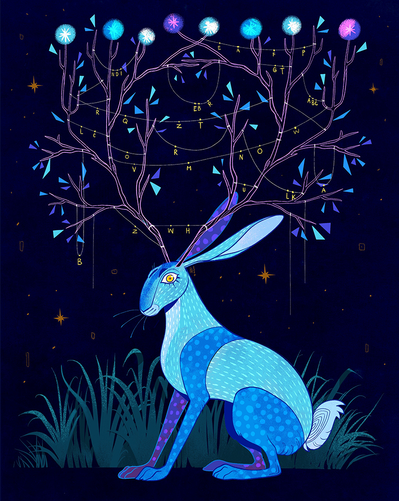 “Linked in” – jack rabbit illustration