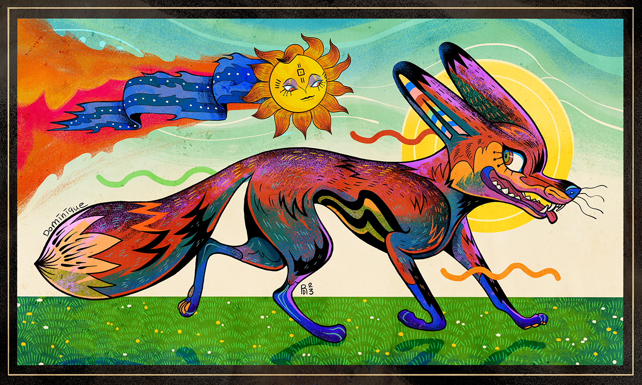 “Come and go with me” – fox and sun illustration