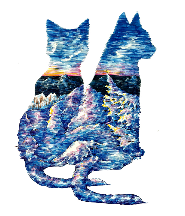 Native Cat series: Russia – Russian Blue illustration