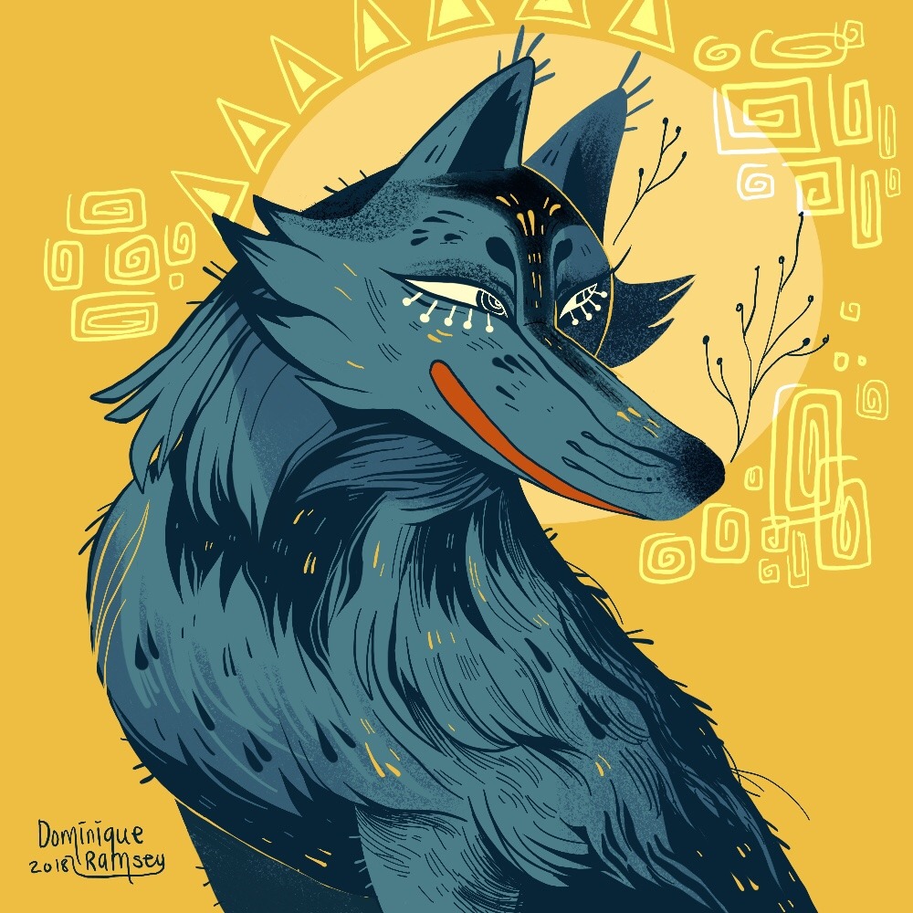 Blue wolf icon illustration