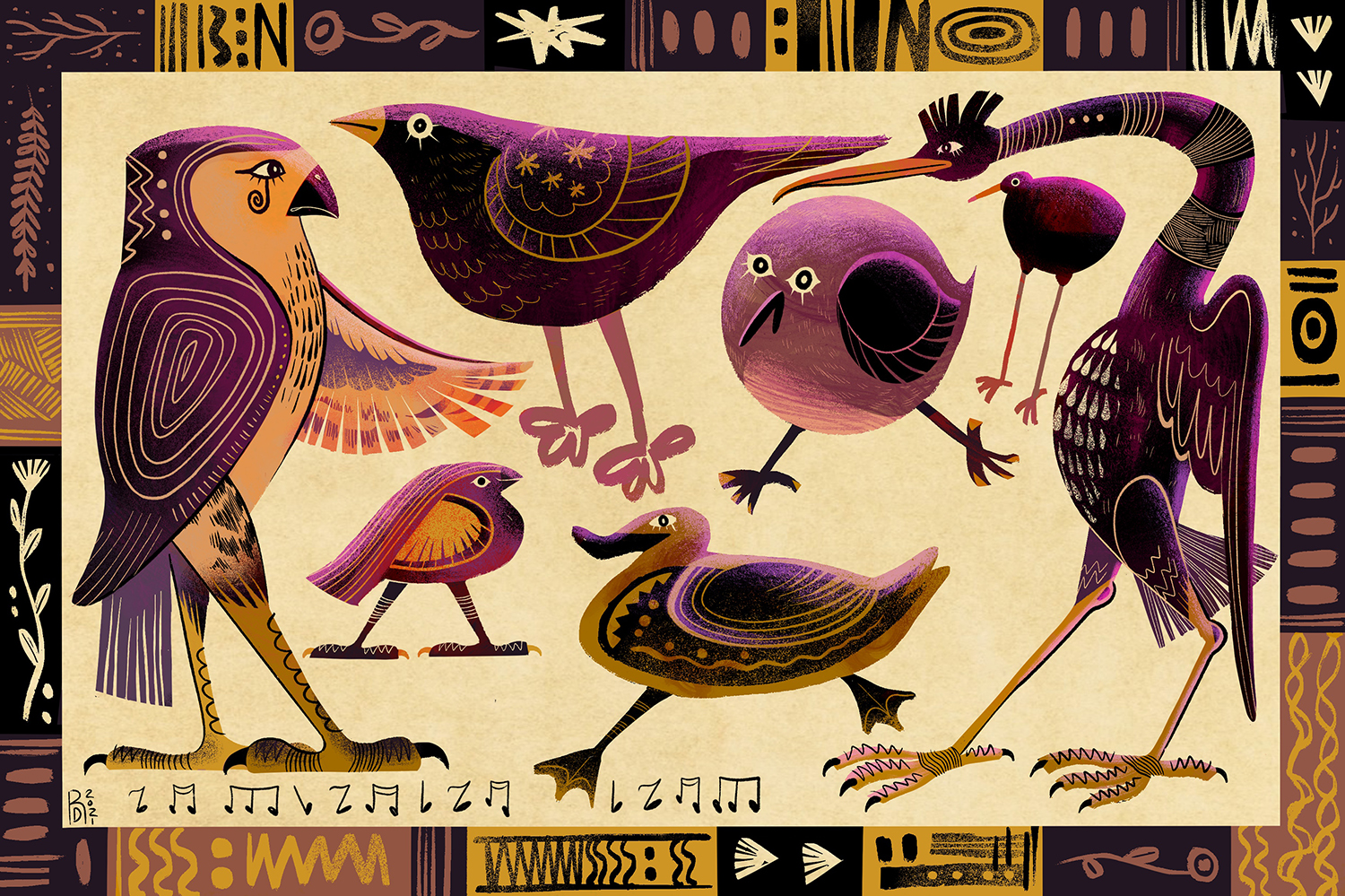 Birdland series: “A Capella Party” illustration