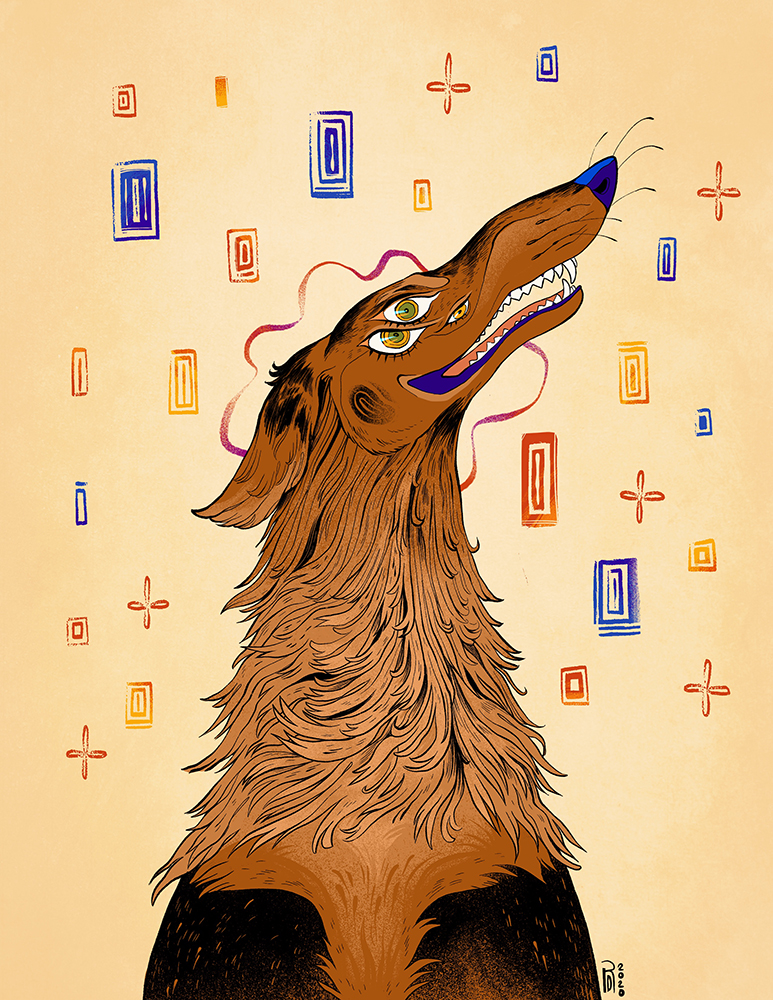 “C-e-l-e-b-r-a-t-e” – brown borzoi illustration