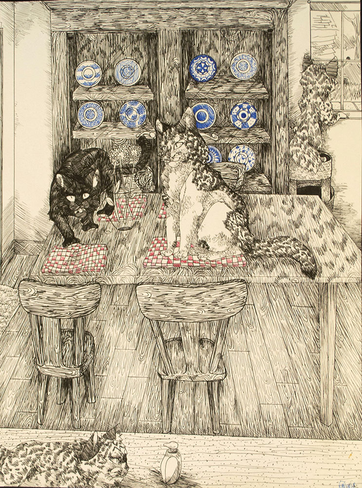 “The Dielman cats” – traditional illustration