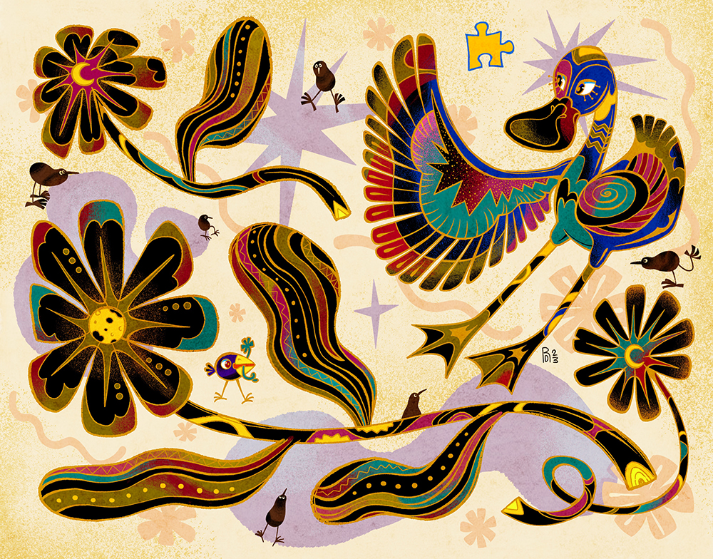 “Come back as a flower” – bird  illustration