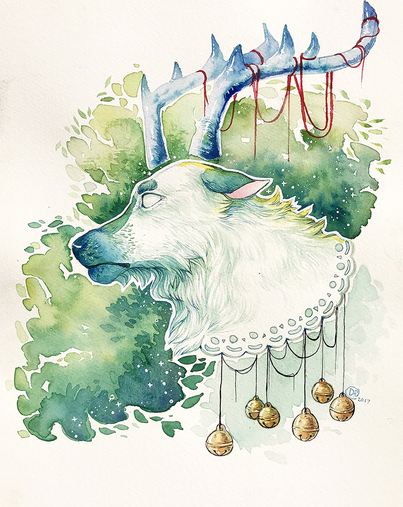 “Forest spirit” – traditional deer illustration