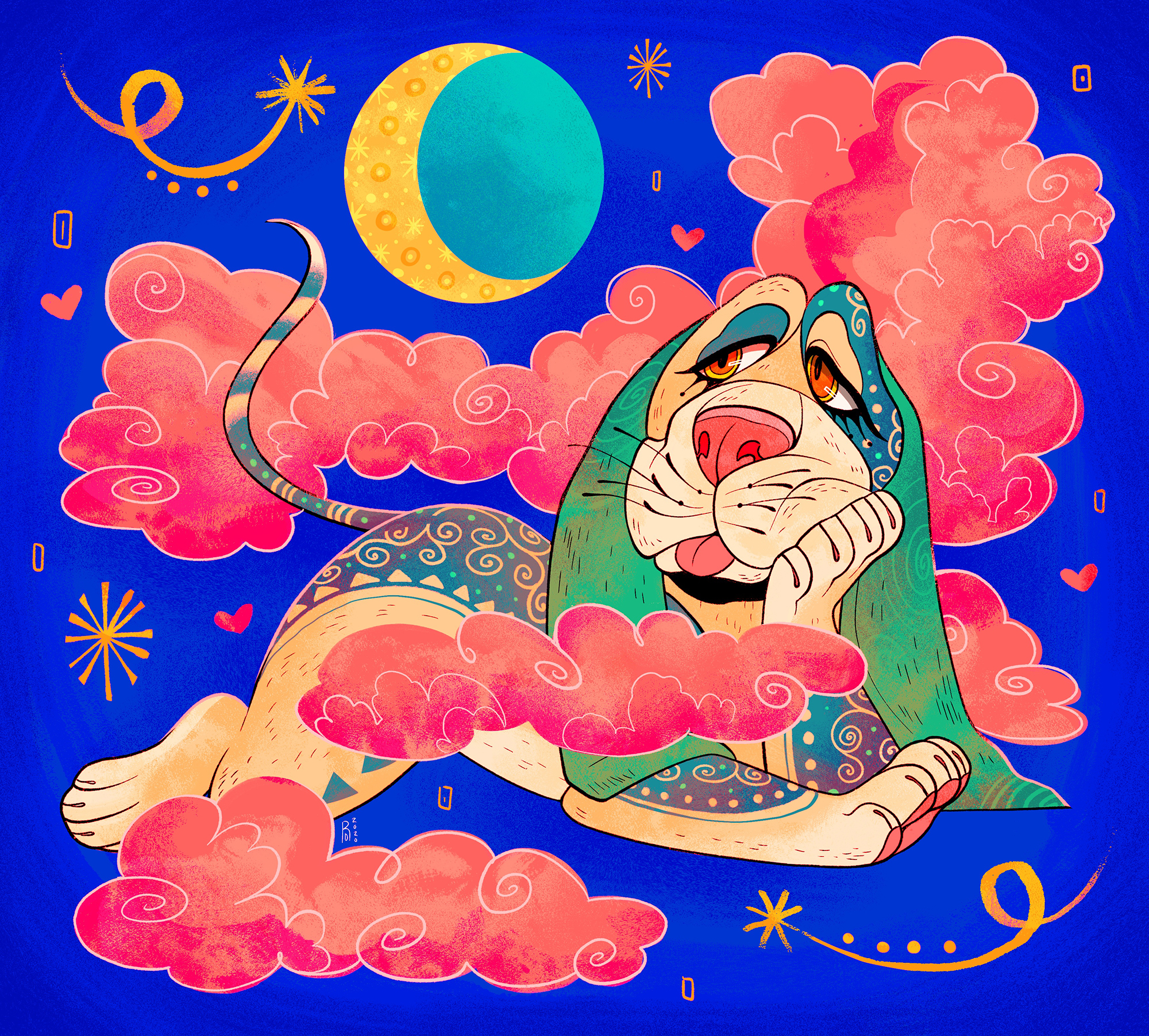 “Dream lover” – dreaming Basset hound illustration