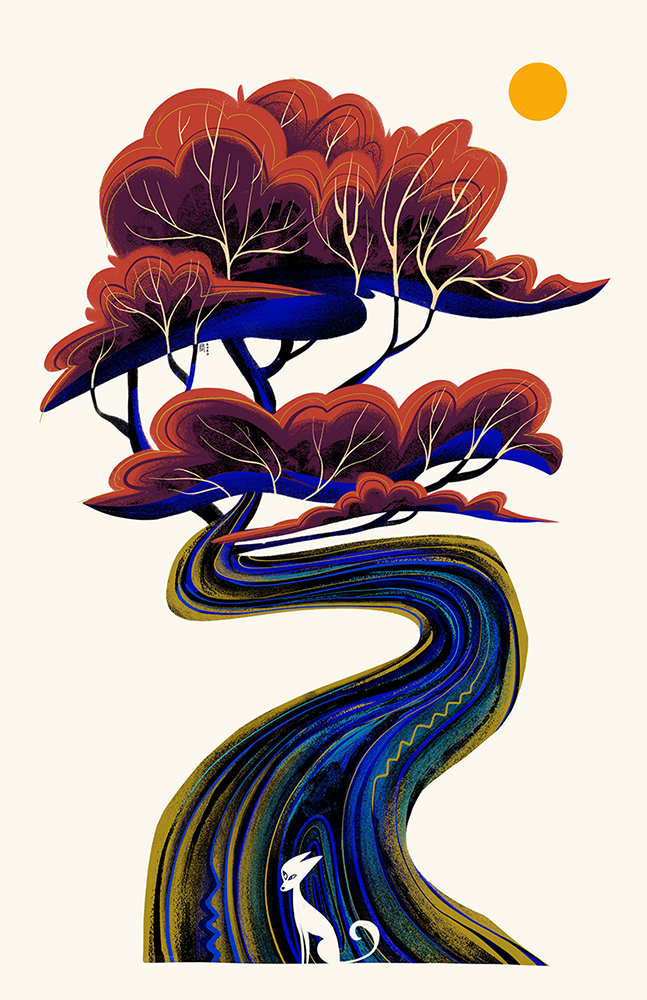 Eyvind Earle tree – warm up