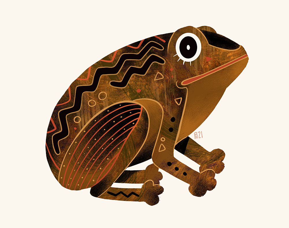 Brown and black Frog illustration