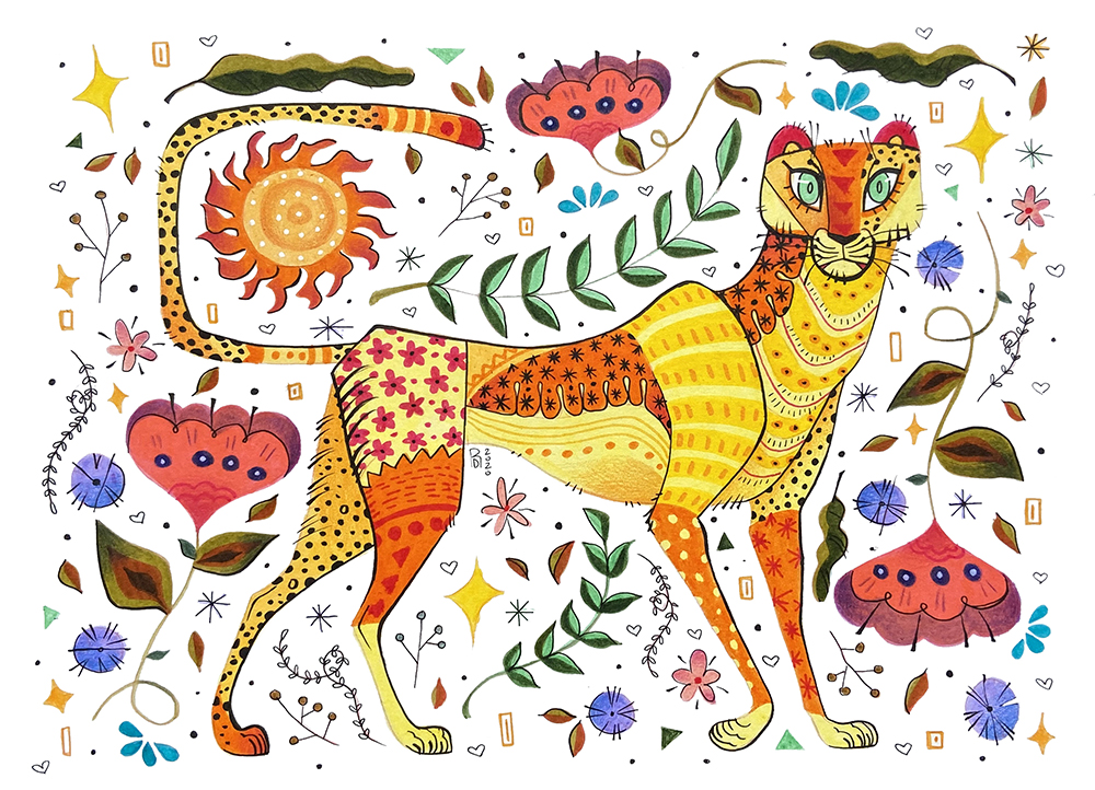 “Growth” – Cheetah traditional illustration