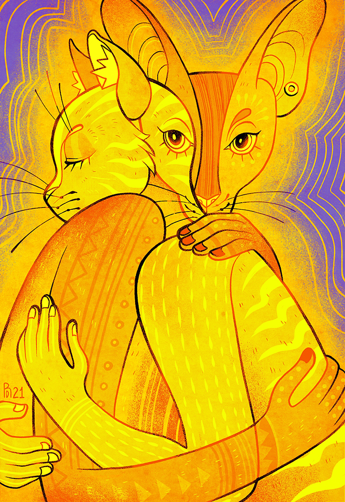 “And if by chance you’ll let me just hold you” – cat illustration