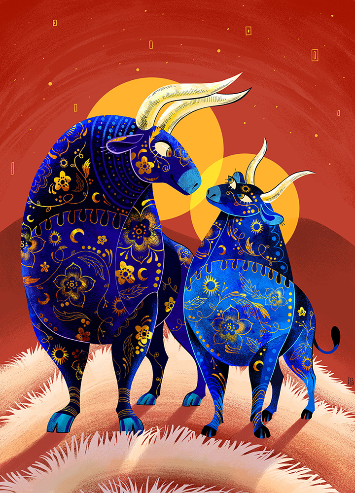 Lunar New Year 2021 – Oxen illustration