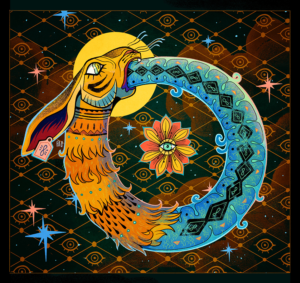 “On and On” – Hare ouroboros illustration