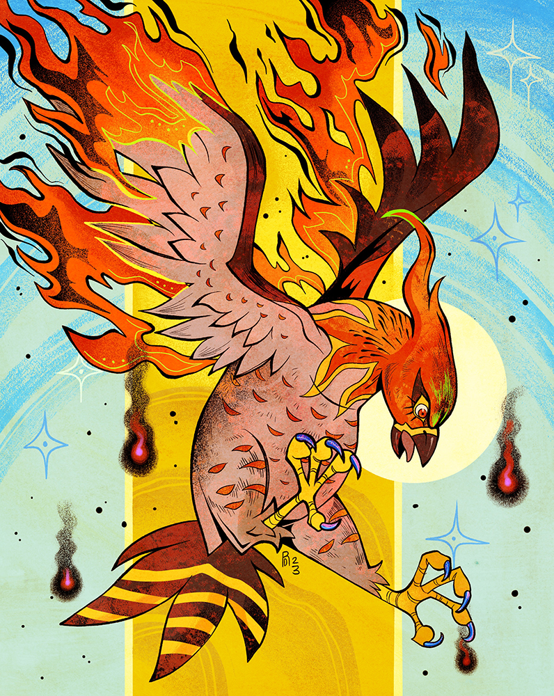 Pokemon: Talonflame falcon bird illustration