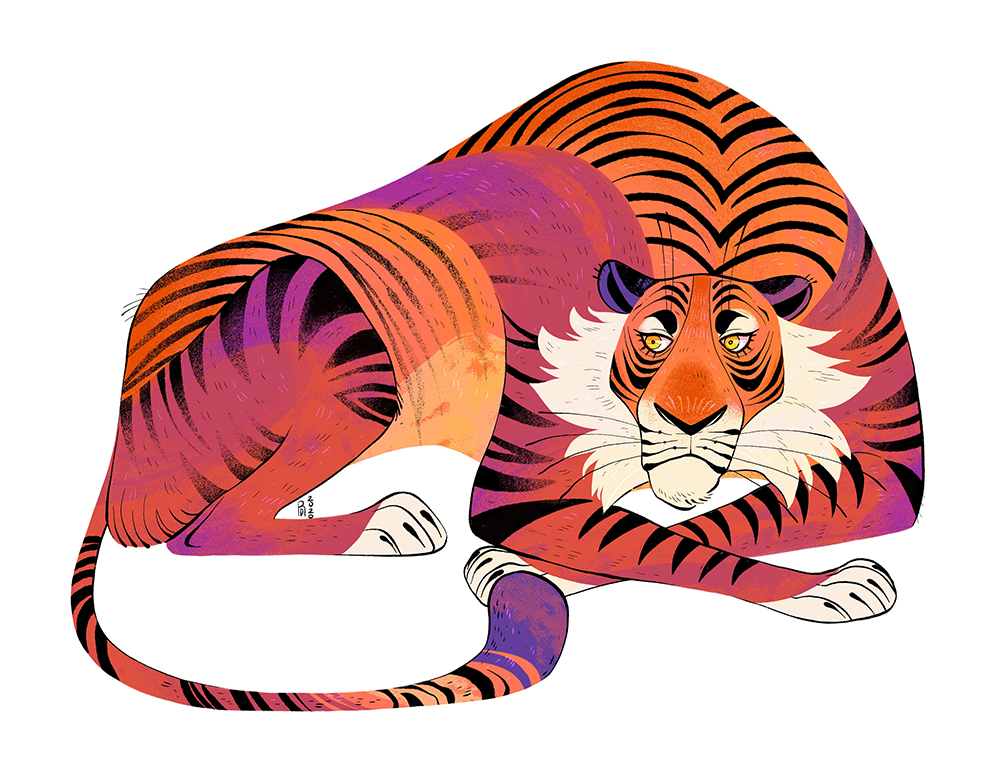 Tiger laying down – character design
