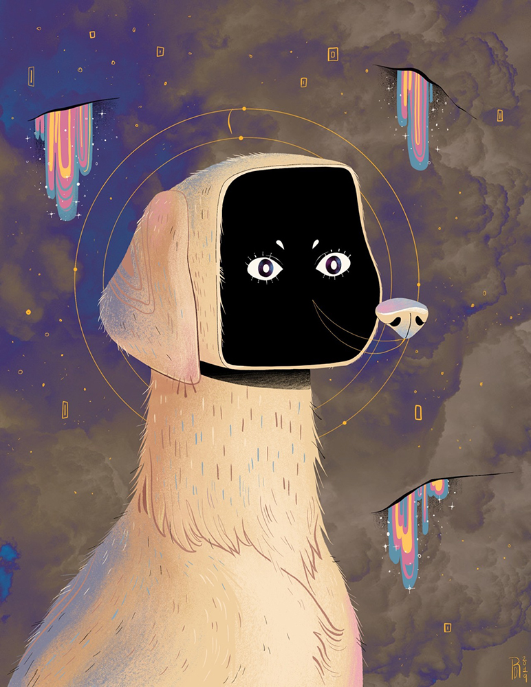 “Void” – Labrador retriever with no face illustration