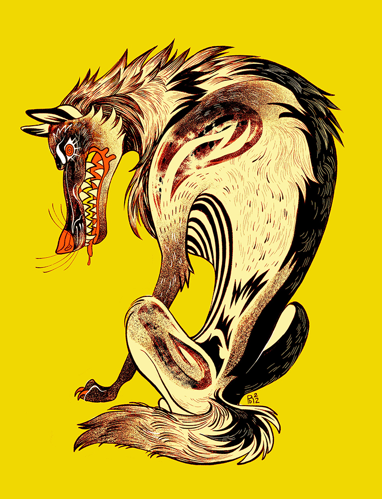 Yellow wolf illustration I