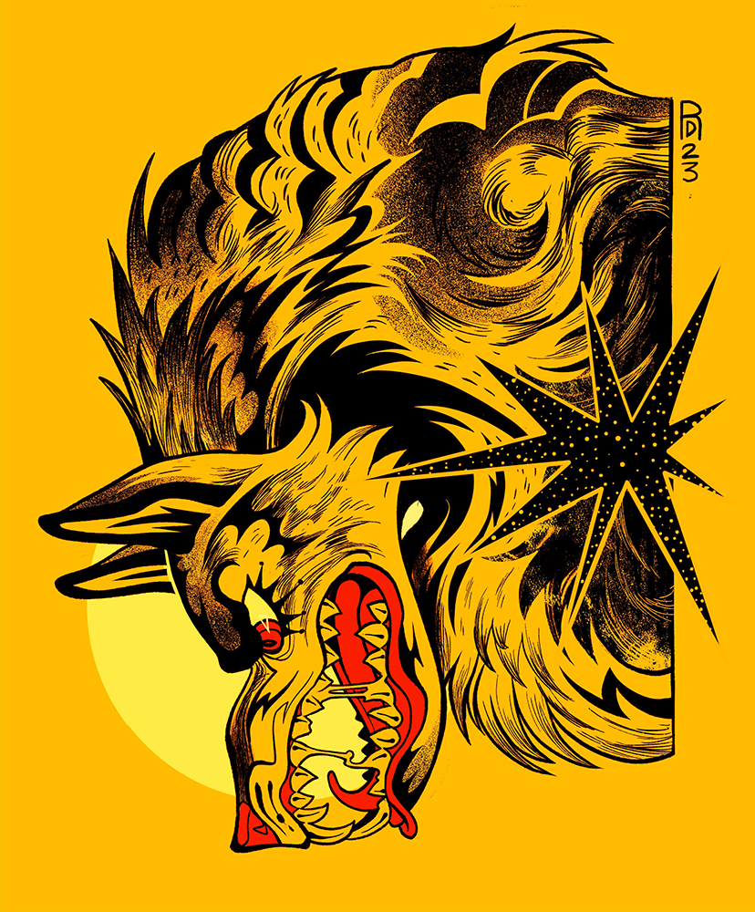 Yellow wolf illustration II