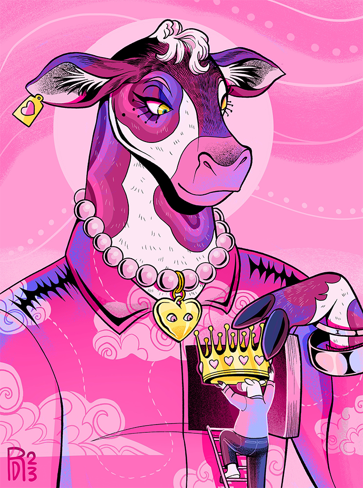 “Your love is king, crown you in my heart” – cow illustration