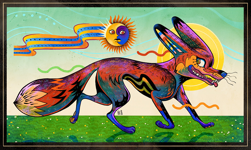 “Come and go with me” – fox and sun illustration
