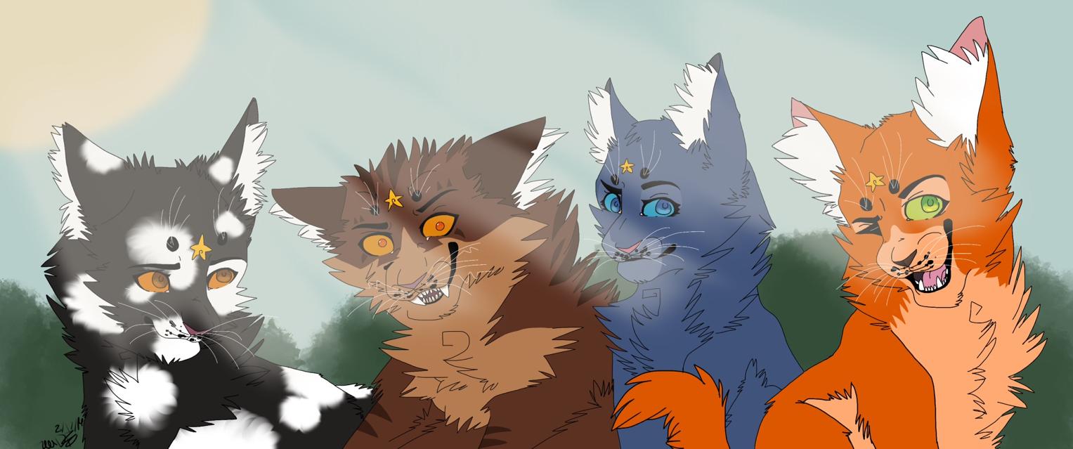 Warrior Cats: “The Four Leaders” illustration