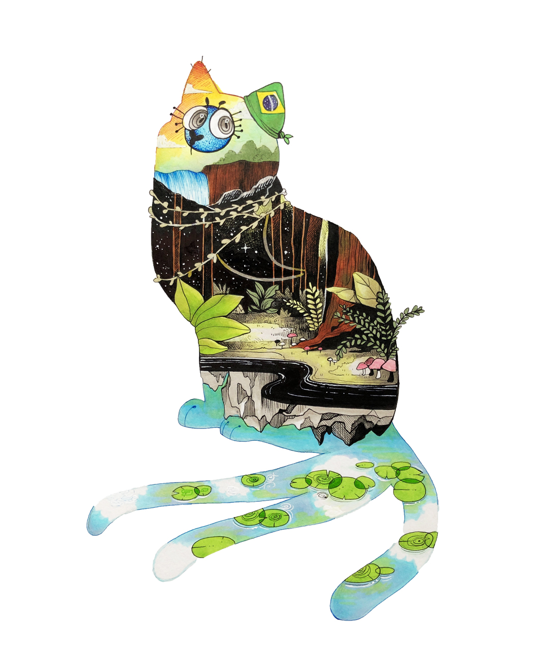 Native Cat series: Brazil – Brazilian Shorthair cat illustration