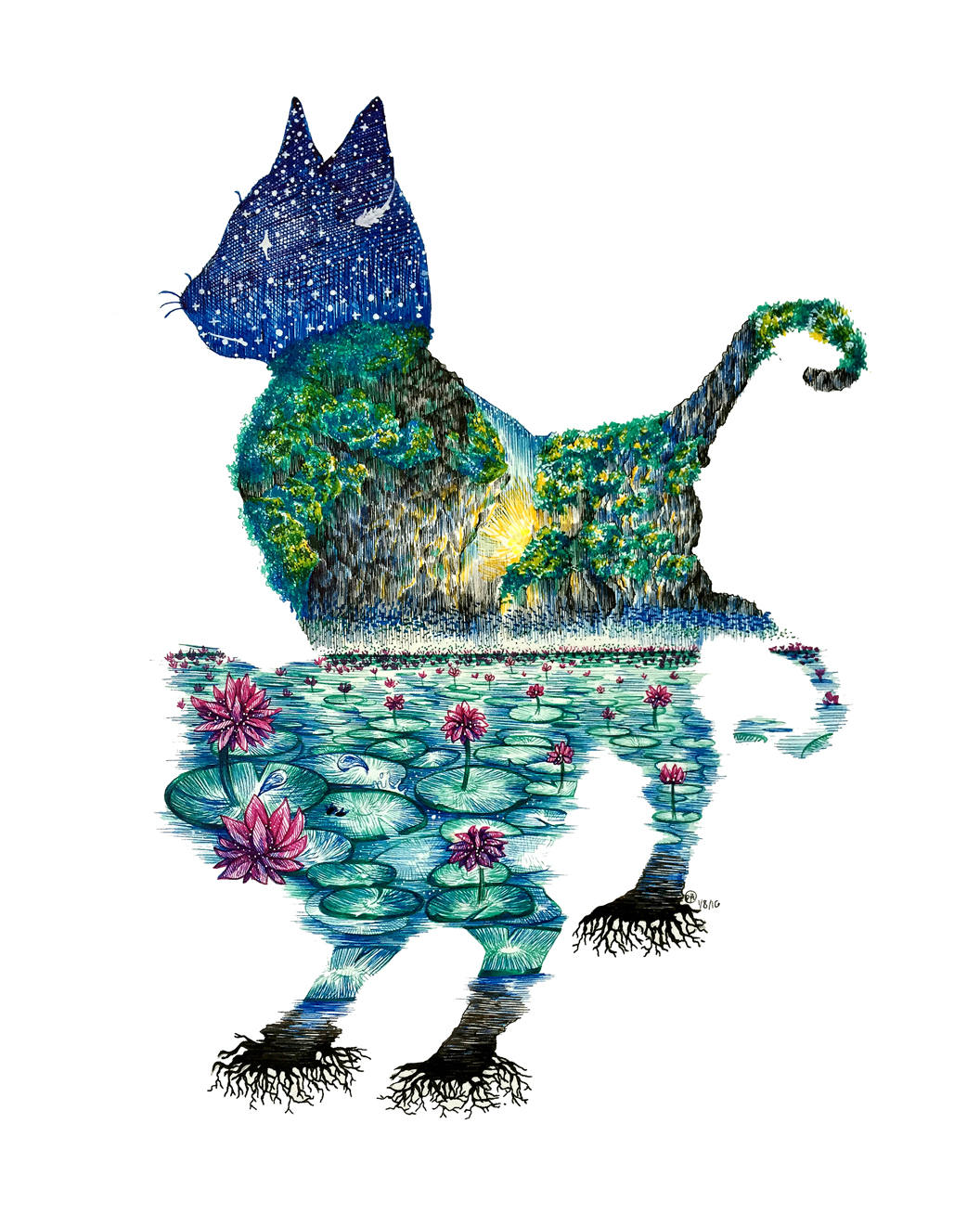 Native Cat series: Thailand – Siamese cat illustration