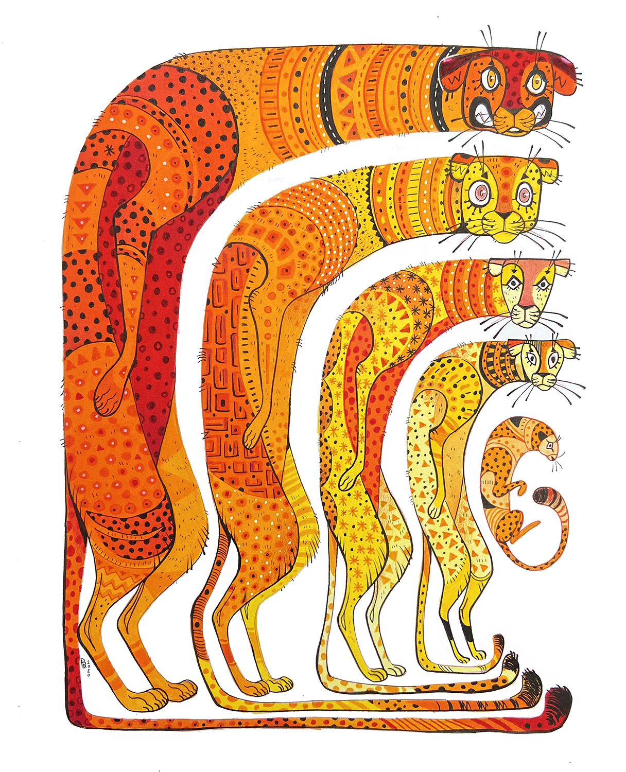 “Me, Myself, and I” – cheetah traditional illustration