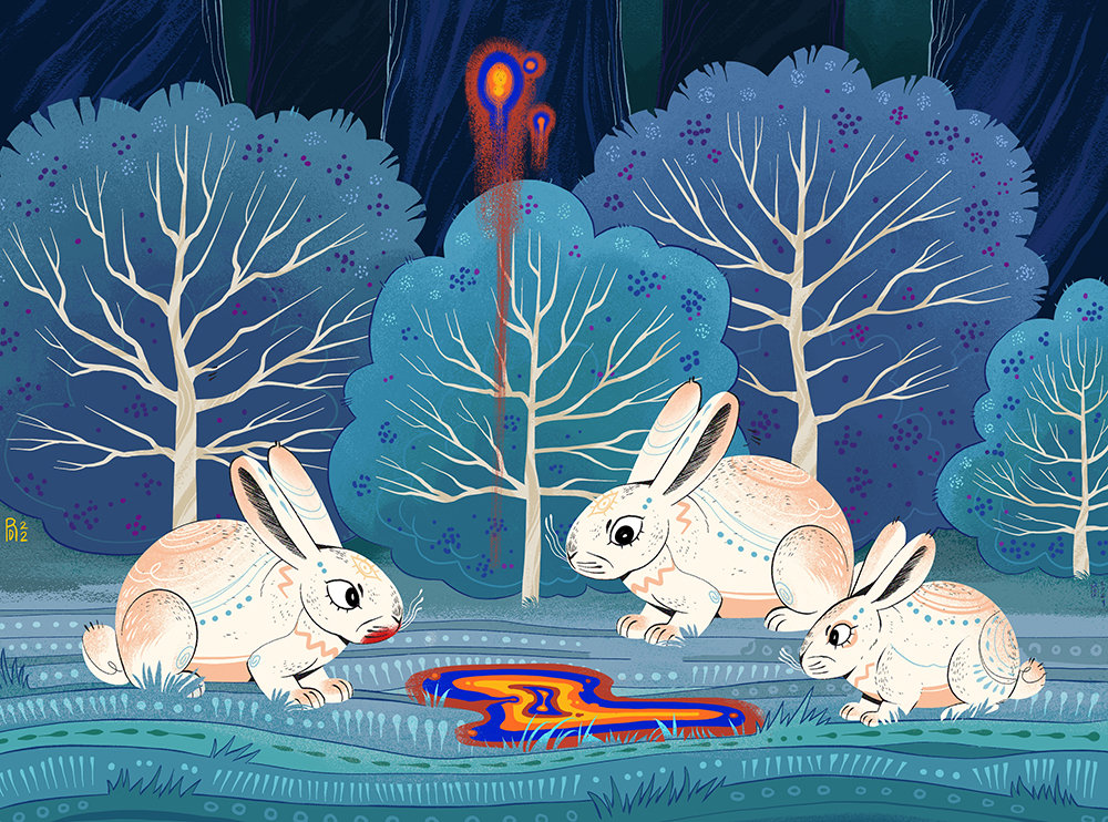 “She’s a maneater” – three bunnies illustration