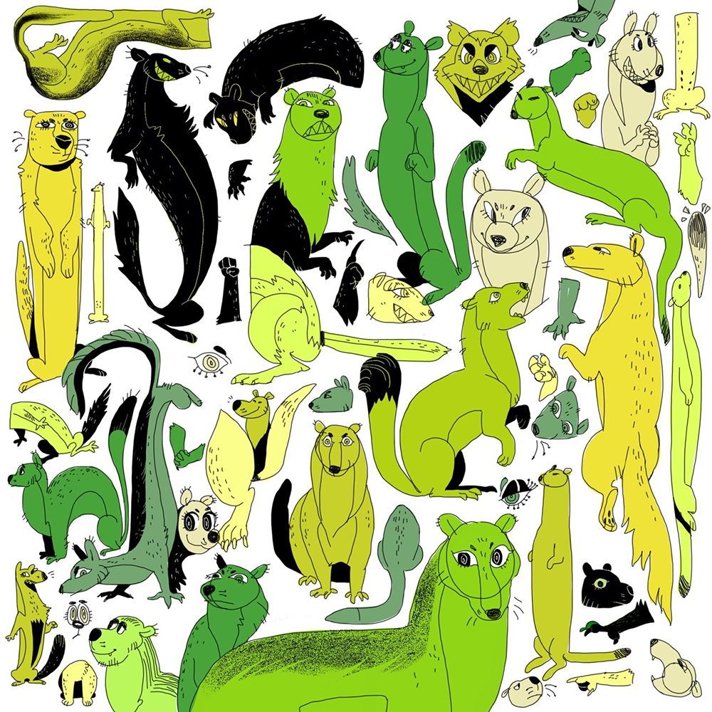 Sketchbook: Mustelids in green