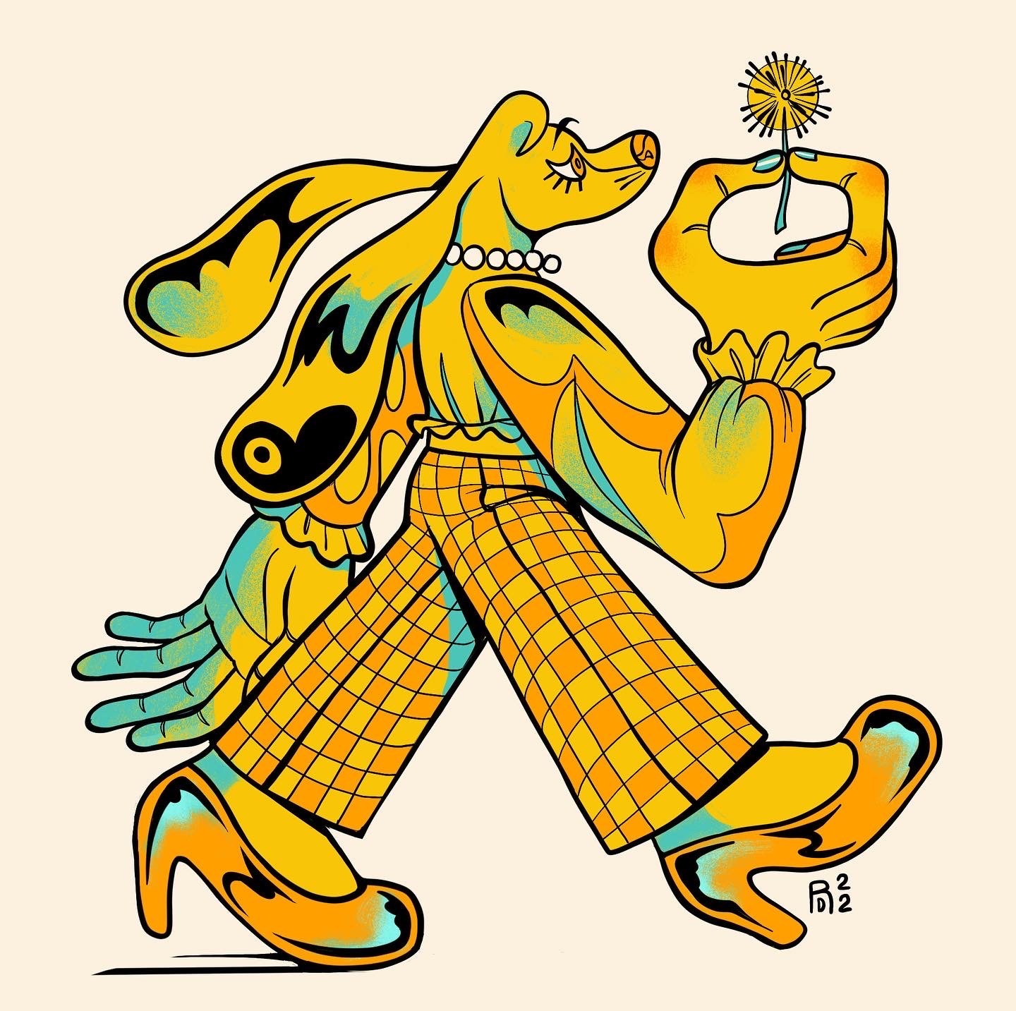 Yellow dog dressed in business clothes – illustration