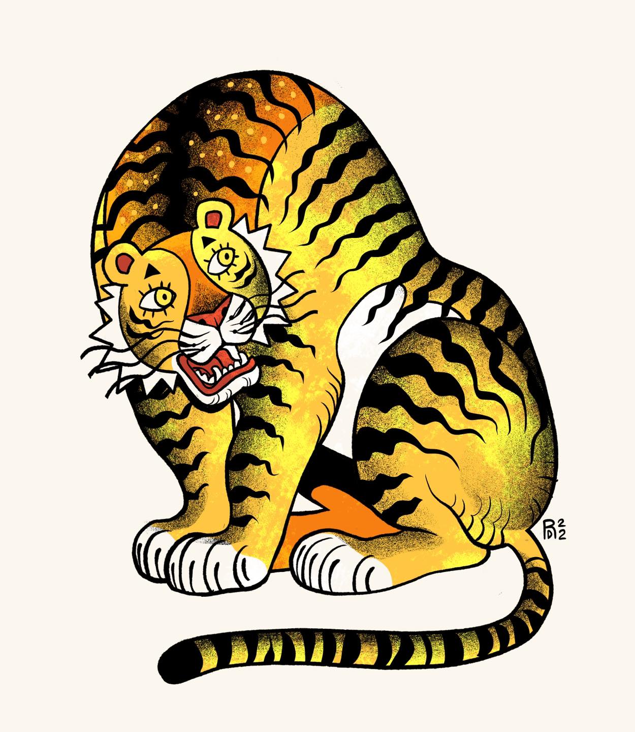 Yellow and orange Tiger illustration