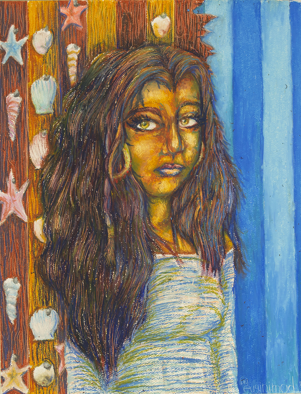 “Chesapeake girl” – girl with brown hair drawing