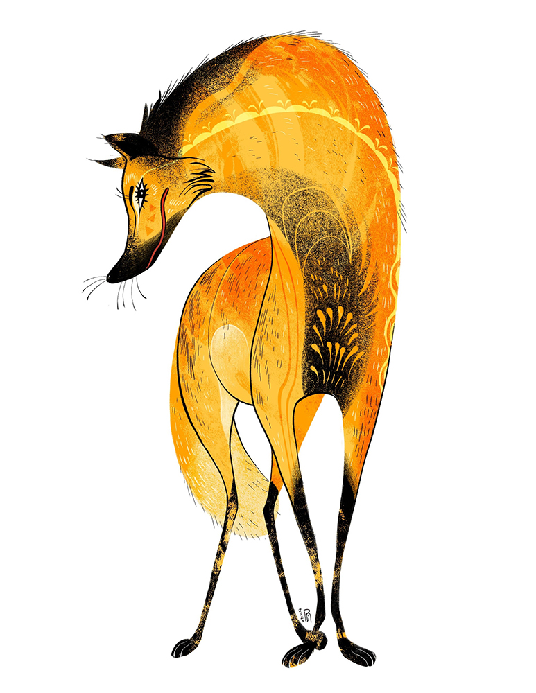 Gold maned wolf character design