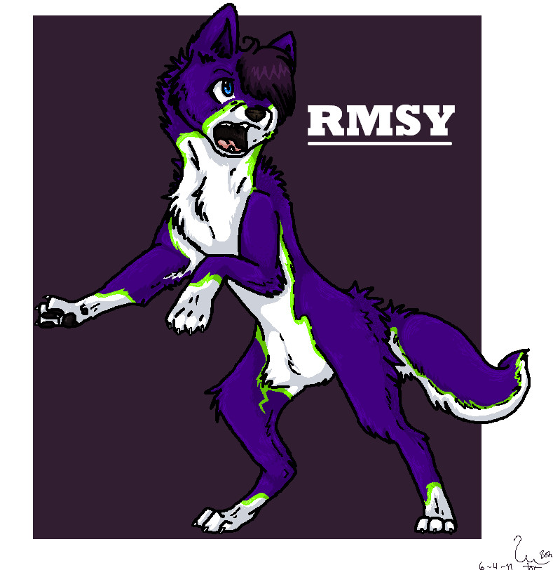 RMSY – Purple wolf with green and white markings drawing