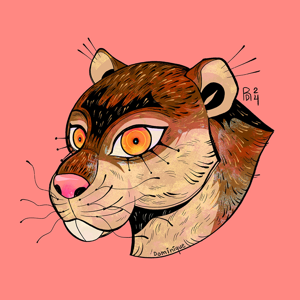 The head of a brown squirrel – bust illustration