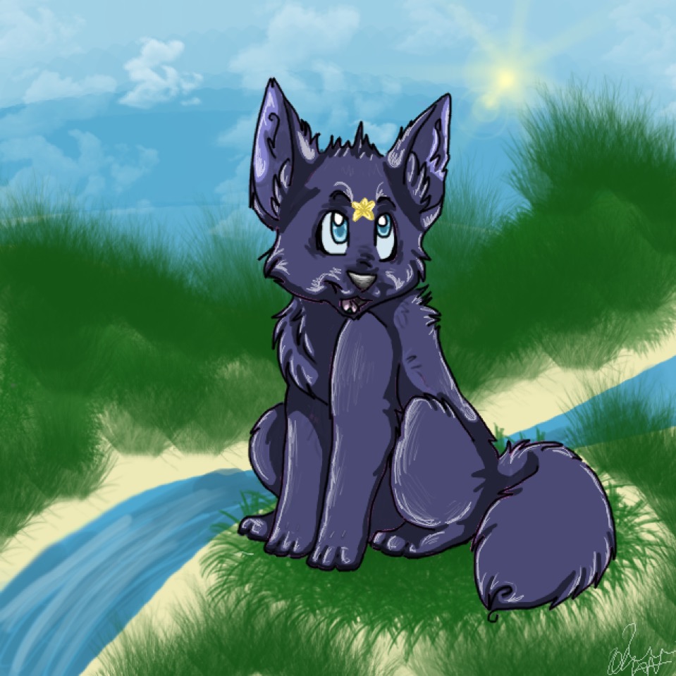 Warrior Cats: Bluestar in the grass – Russian blue cat drawing