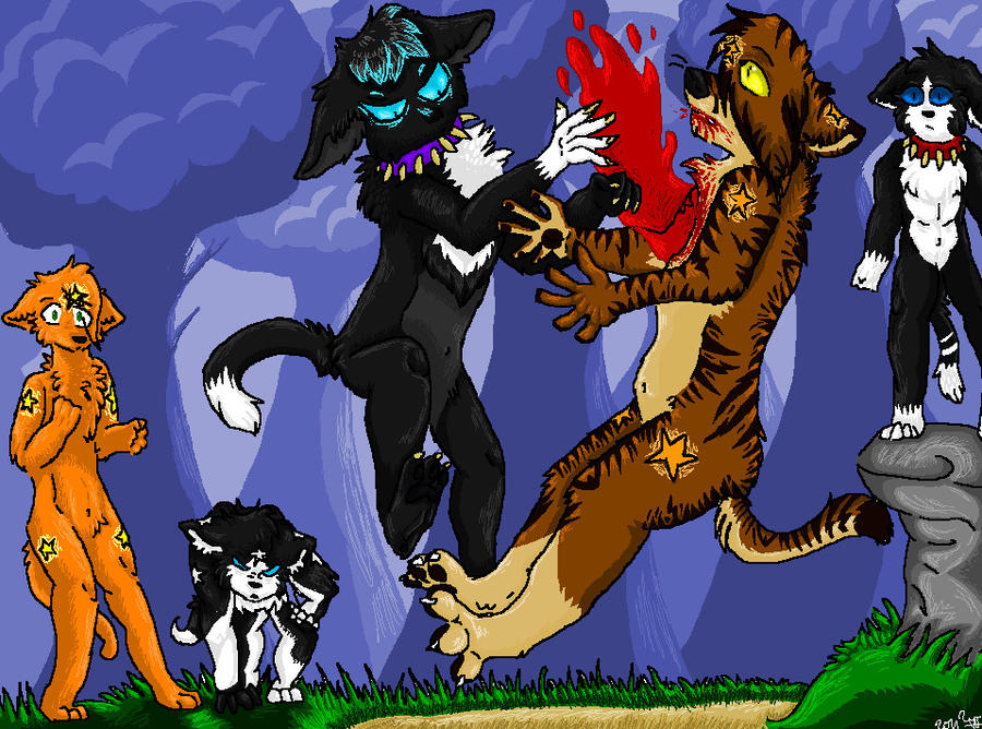 Warrior Cats: Scourge and Tigerstar’s death – fan art drawing